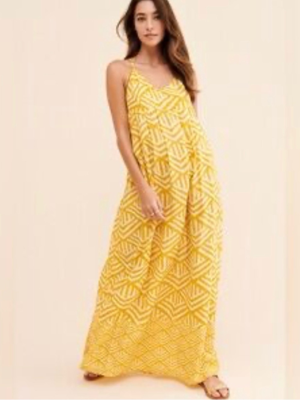 Anthropologie Saturday/Sunday Yellow Geometric Maxi Dress
